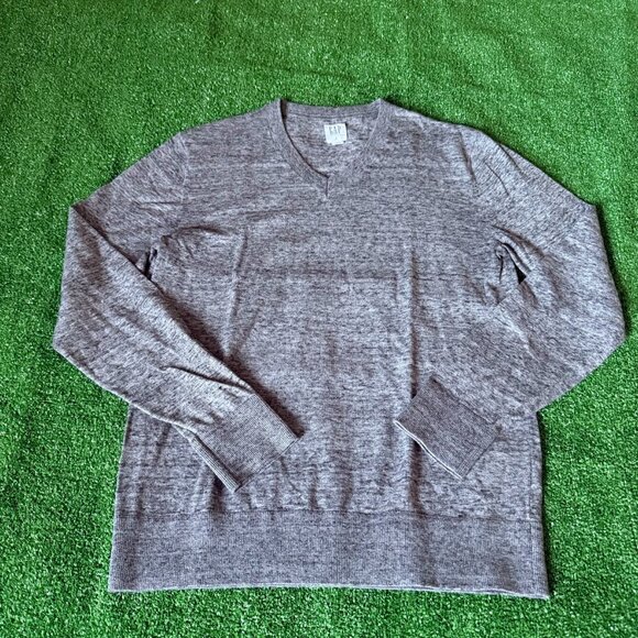 GAP V-Neck Long Sleeve Classic Knit Gray Pullover Sweatshirt Sweater Size XS - Picture 1 of 10